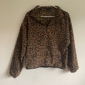 Amisu Leopard print 1/4 zip sweater size XL